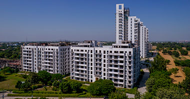 a rendering of an outside view of the seven elements in vatika inxt 2 a project by vatika group