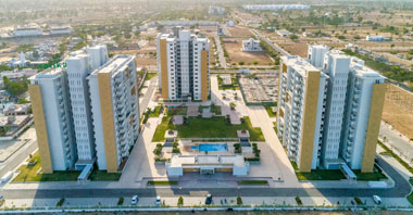 an aerial view of 3 buildings in jaipur 21 project in vatika infotech city by vatika group