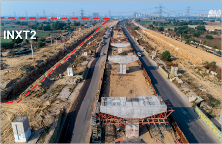 Construction of packages 3 and 4 including the elevated flyover, is underway on Dwarka Expressway